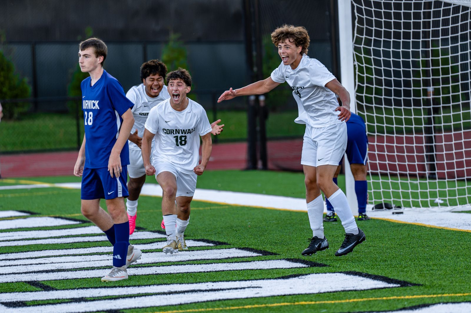 Soccer: Cornwall celebrates a goal against Warwick — photographed by Tim Reynolds for 845 Sports Rewind