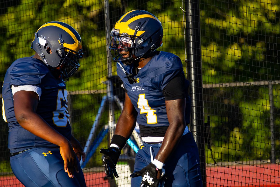 Football: Pine Bush players celebrate after a play against Warwick &mdash; photographed by Chase Plowden for 845 Sports Rewind