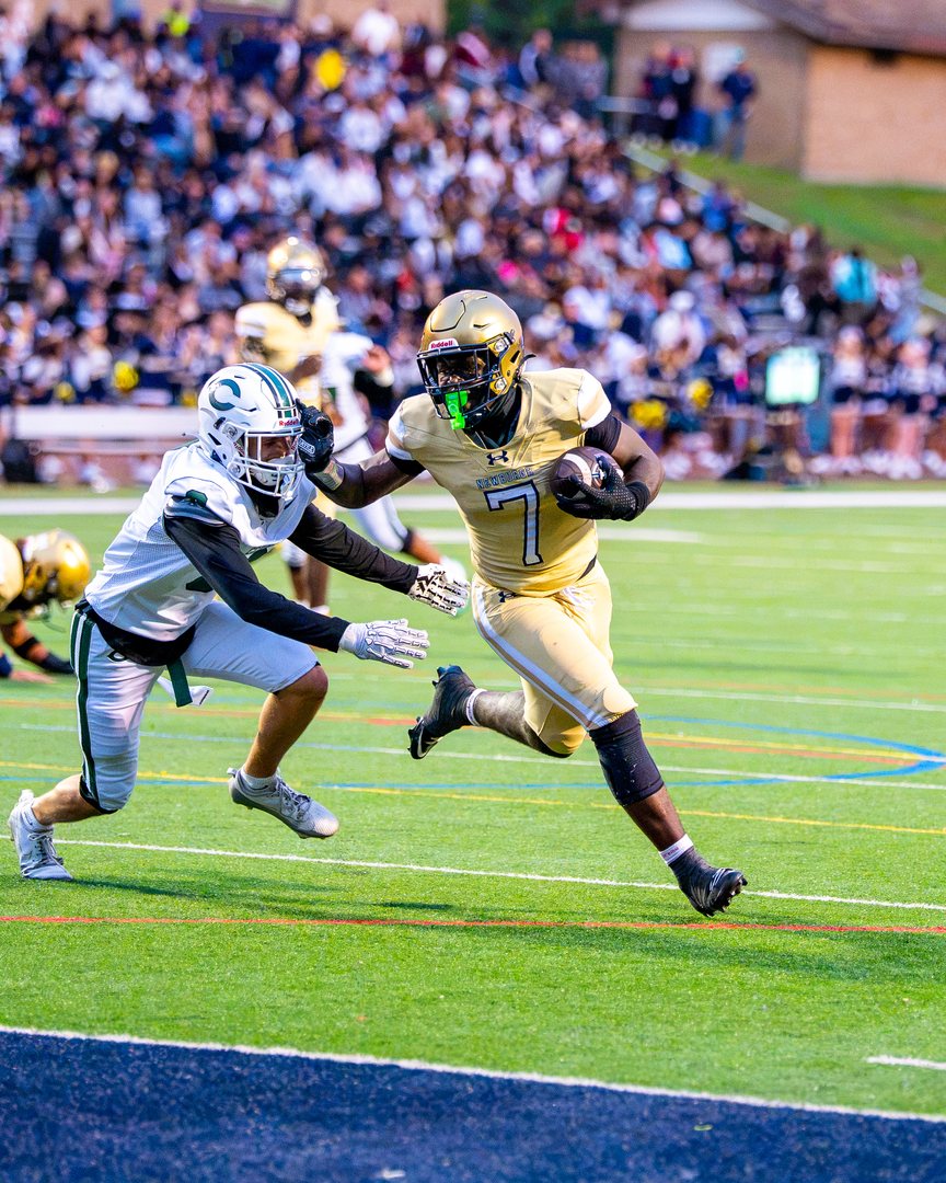 Football: Newburgh Free Academy&rsquo;s Nyeir Johnson (7) turns a short pass from Jaiseon Barnwell into a touchdown at Newburgh &mdash; photographed by 845 Sports Rewind Staff for 845 Sports Rewind