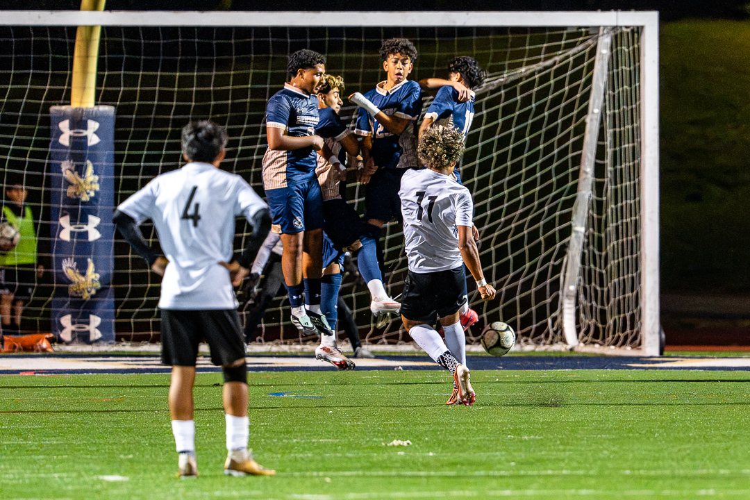 Boys soccer: Monroe-Woodbury&rsquo;s No. 11 bends a free kick over the Newburgh Free Academy wall &mdash; 845 Sports Rewind staff photo