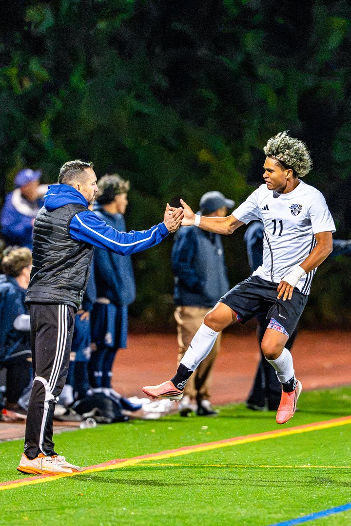 Boys soccer: Monroe-Woodbury&rsquo;s No. 11 celebrates with the bench after a goal against Newburgh Free Academy &mdash; 845 Sports Rewind staff photo